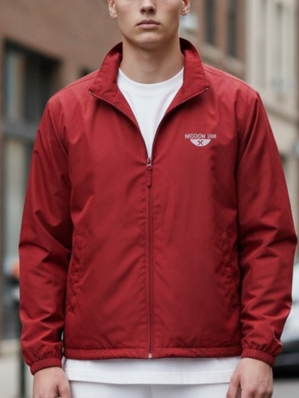 Weatherproof- Men's Red Nylon Jacket, 3 Zipperd Pockets, 1 Inside 2 Outside, XL